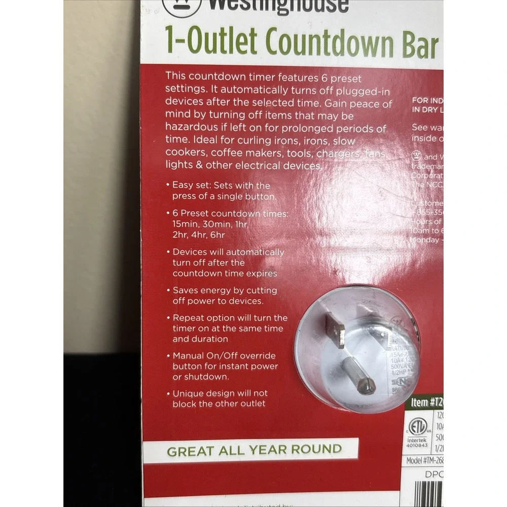 New‎ Westinghouse 1-Outlet Countdown Bar Timer